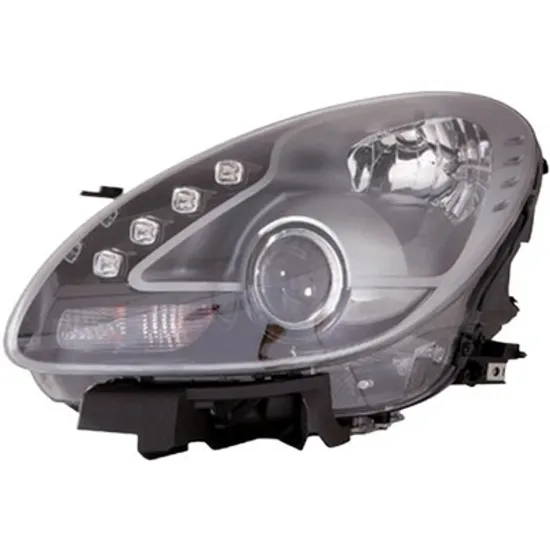 Far stanga ALFA ROMEO GIULIETTA 2010->2020 perioada 2010 2011 2012 2013 2014 2015 2016 2017 2018 2019 2020 cu unitate control pentru reglaj automat, fara motor reglaj, fara unitate de control Xenon, Bi-Xenon, fumuriu, semnal transparent, cu reglaj distanta iluminare automat, cu bec D1S/H1