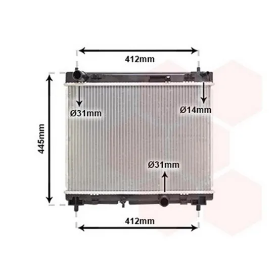 Radiator Motor TOYOTA YARIS 2005->2011 Radiator apa DSL 1.4 D-4D (66KW)(350x480x16) (KOYO) Perioada 2005 2006 2007 2008 2009 2010