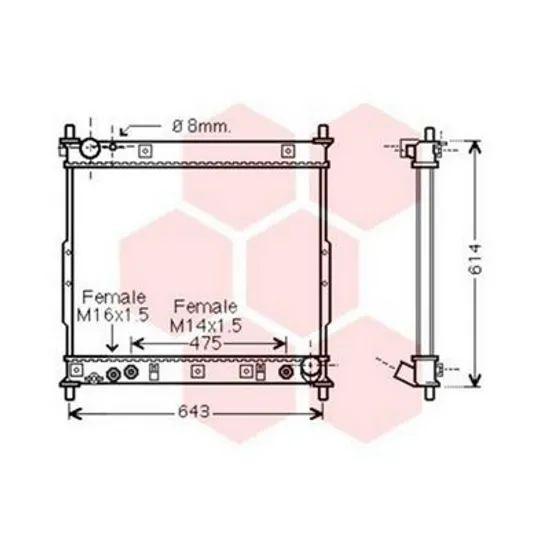 Radiator Motor SSANGYONG REXTON 2 2002->2014 Radiator apa 2.9 TD diesel AUTO (510x660x26) Perioada 2004 2005 2006 2007 2008 2009 2010