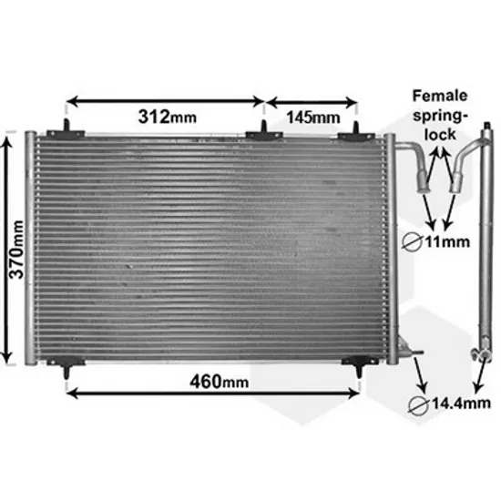 Radiator Aer Conditionat PEUGEOT 206 1998->2007 Radiator aer conditionat 2002-> 55 5x36 5x1 6 Perioada 2002 2003 2004 2005 2006 2007