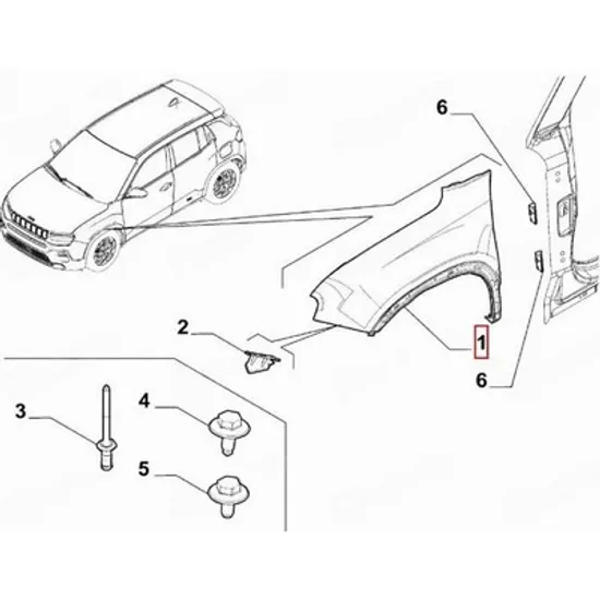 Aripa Fata JEEP AVENGER 2022-> Aripa fata (O) STANGA Perioada 2022 2023 2024 2025