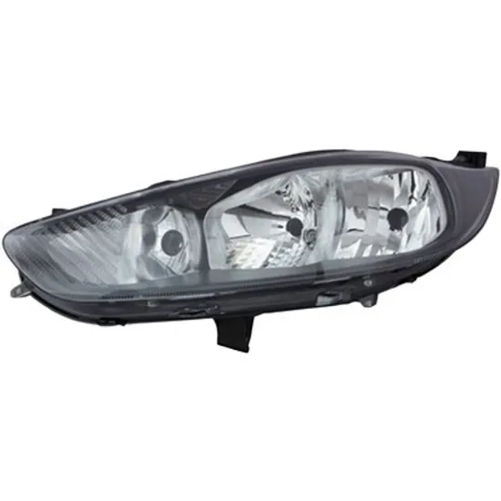Far stanga FORD FIESTA 5 JH 2008->2017 perioada 2010 2011 2012 2013 2014 2015 de la an de fabricatie 10/2012, fara motor reglaj, semnal transparent, cu reglaj electric, cu bec H15, cu bec H7