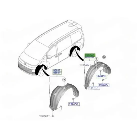 Carenaj spate HYUNDAI STARIA 2025-> Carenaj aripa spate plastic (O) DREAPTA Perioada 2025