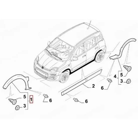 Bandou aripa fata FIAT PANDA 312 2012-> Bandou overfender Aripa fata (4X4/TREKKING) (O) STANGA Perioada 2012 2013 2014 2015 2016 2017