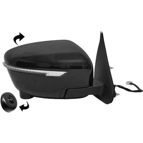 Oglinda exterioara dreapta NISSAN QASHQAI 2 2013->2020 perioada 2013 2014 2015 2016 2017 2018 cu camera, cu semnal, numar pini 13, cu incalzire, rabatare electrica, pregatit pentru dispozitiv de avertizare unghi mort, pentru vopsit,
