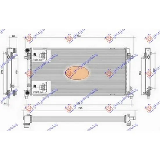 Radiator Motor SKODA RAPID 2011->2019 Radiator apa 1.6i 16V 65x41.5x2.3 Perioada 2012 2013 2014 2015 2016 2017 2018