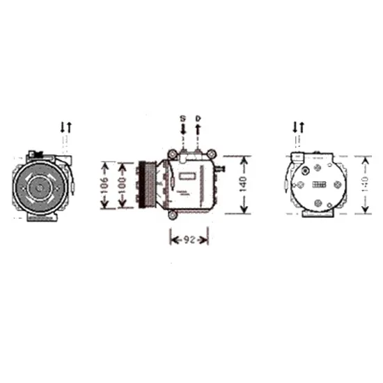 Compresor aer conditionat SAAB 9-3 1998->2002 2.0 Turbo 113KW 154CP , pentru motor B204E perioada 1998 1999 2000 2001 2002