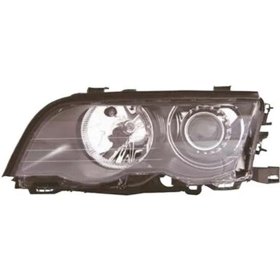 Far stanga BMW 3 E46 1997->2005 perioada 1997 1998 1999 2000 2001 cu motor reglaj, fara unitate de control Xenon, cu xenon, fumuriu, cu reglaj distanta iluminare automat, cu bec D2S/H7